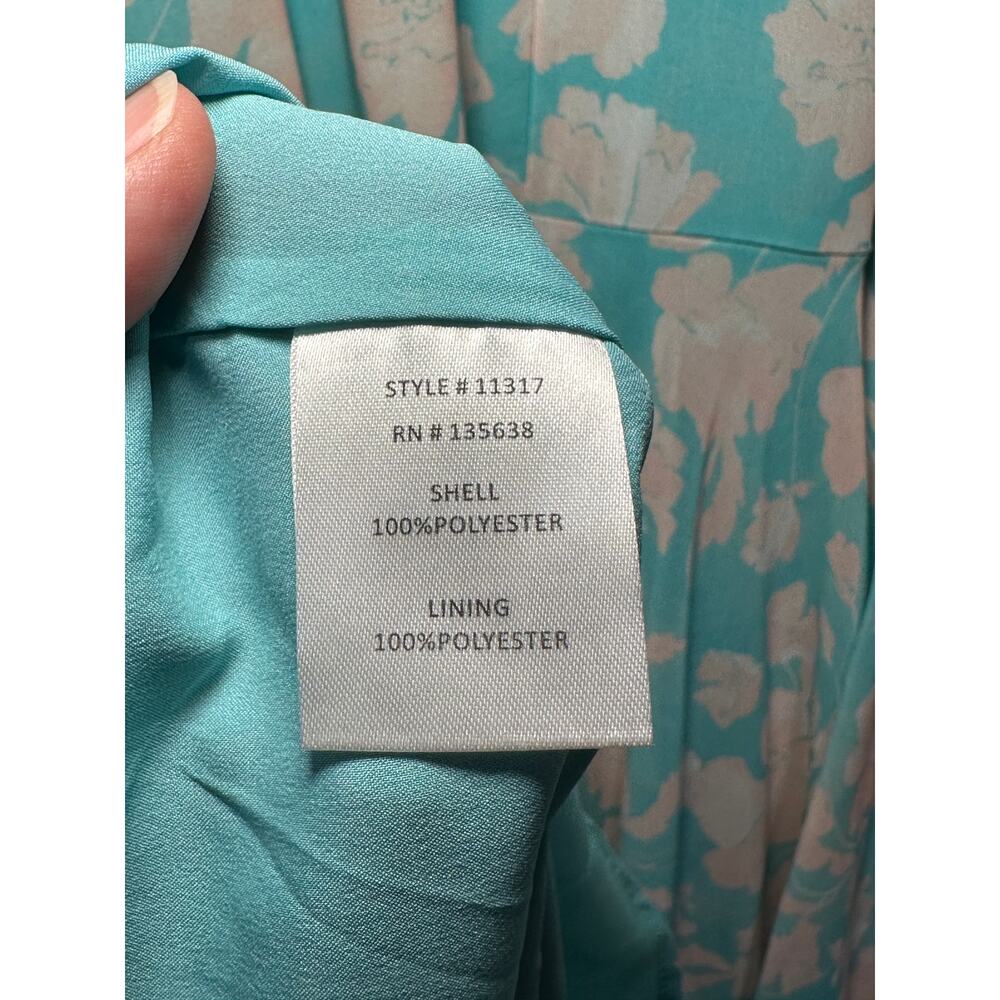 Hutch Trinity Ruffled Chiffon Wrap Maxi Dress Teal Floral Size Large NWT Wedding - Picture 14 of 14